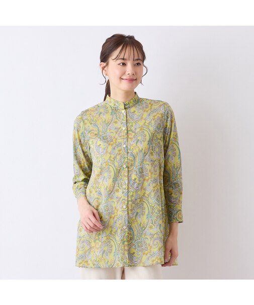 【S・Mサイズ】綿ローンペイズリープリントブラウス