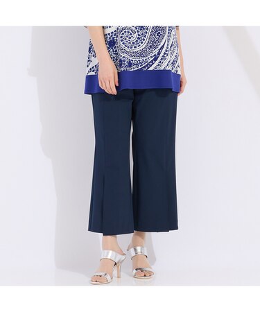 ウォッシャブル　裾ベンツクロップドパンツ