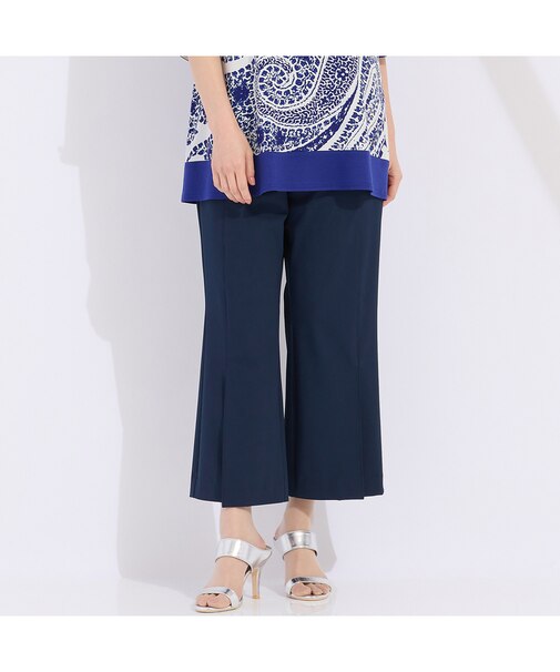 ウォッシャブル　裾ベンツクロップドパンツ