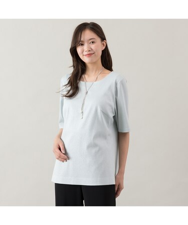 【手洗いOK】ラメ入りシンプルシルエットカットソー