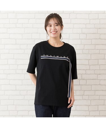 【手洗いOK・綿100％・ＩＮＤＩＭＡＲＫ】ロゴ＆セルビッチテープＴシャツ