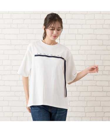 【手洗いOK・綿100％・ＩＮＤＩＭＡＲＫ】ロゴ＆セルビッチテープＴシャツ