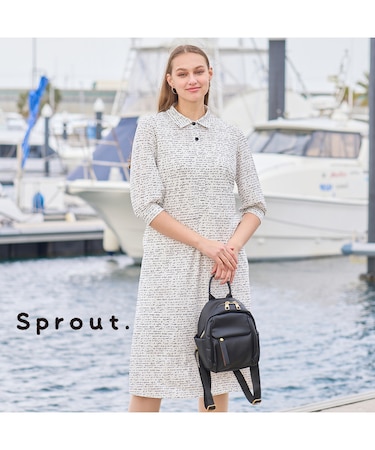 【Sprout.】ロゴスムースプリント　シャツワンピース
