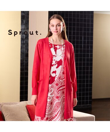 【Sprout.】綿ナイロン　Vネックニットカーディガン