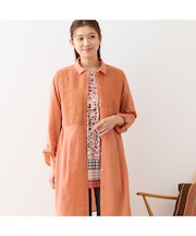 【洗える】スモッキング刺繍ロングシャツ
