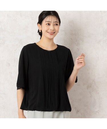 【洗える】フレアスリーブ シフォンブラウス