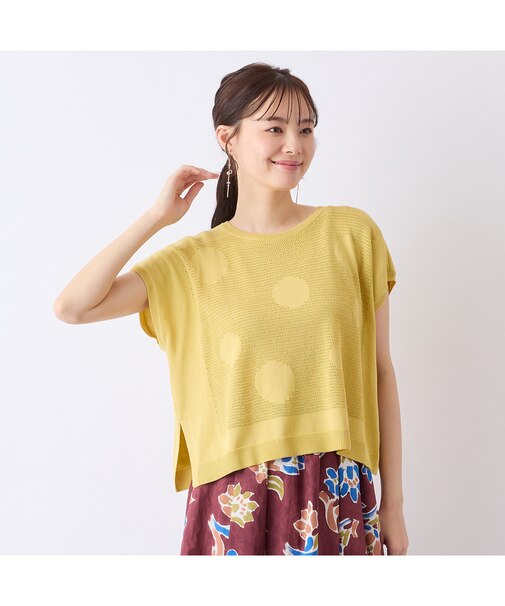 【S-Mフリーサイズ】ドット　プルオーバーニット