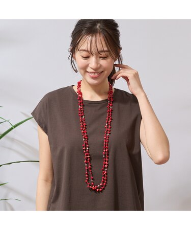 ナチュラルストーン&ビーズ2連ネックレス