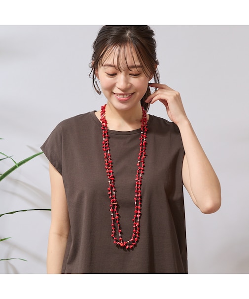 ナチュラルストーン&ビーズ2連ネックレス