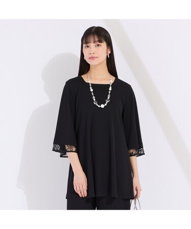 【アンサンブル対応】ジョイクールヘビースムース 袖レースチュニック
