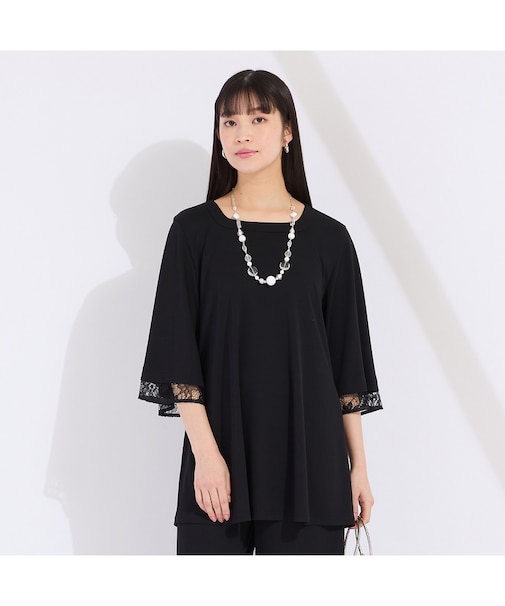 【アンサンブル対応】ジョイクールヘビースムース 袖レースチュニック