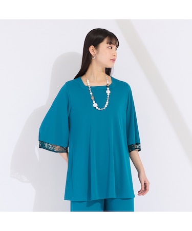 【アンサンブル対応】ジョイクールヘビースムース 袖レースチュニック