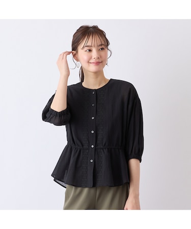 【S・Mサイズ】綿シフォン刺繍ブラウス