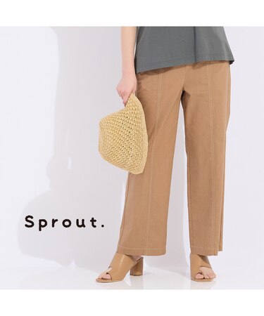 【Sprout.】綿麻混デニム　ワイドパンツ
