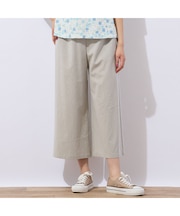 【洗える】レーヨン麻混 ワイドクロップドパンツ