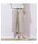 【洗える】レーヨン麻混 ワイドクロップドパンツ