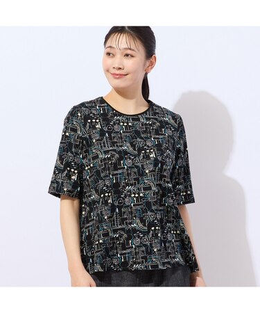 【洗える・日本製・綿100%】バイシクル柄コットンTシャツ