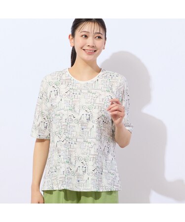 【洗える・日本製・綿100%】バイシクル柄コットンTシャツ