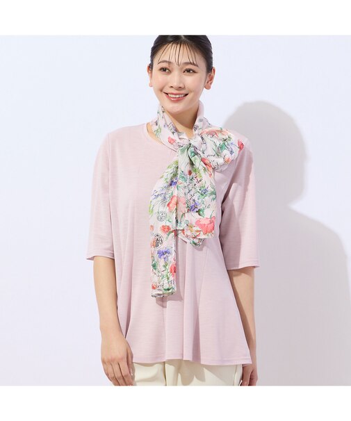 【洗える・日本製】鹿の子ニット フレアTシャツ