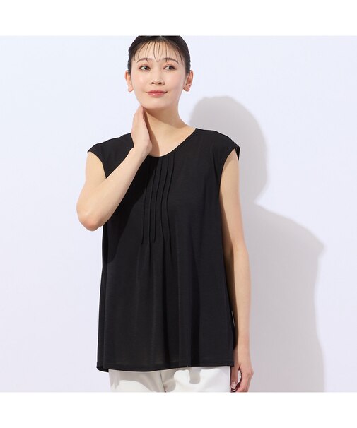 【人気アイテム・洗える・日本製】 鹿の子ニット ノースリーブトップス