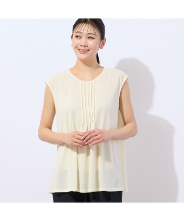 【人気アイテム・洗える・日本製】 鹿の子ニット ノースリーブトップス