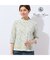 【洗える・日本製・一部店舗限定】カバリエレ・アズーロ花柄コットンTシャツ