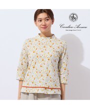 【洗える・日本製・一部店舗限定】カバリエレ・アズーロ花柄コットンTシャツ
