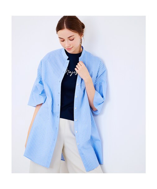 【S・Mサイズ】ミラクルウェーブ　ストライプブラウス