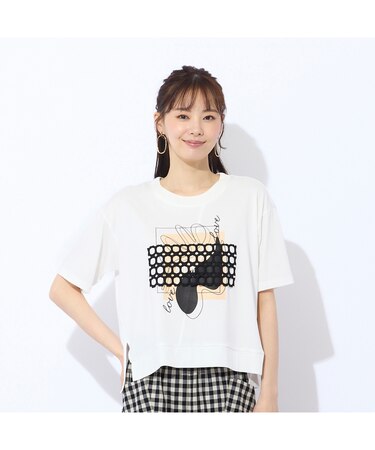 【S・Mサイズ】プリント+レースデザインTシャツ