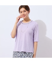 【洗える・日本製】襟ジグザグ刺繍Tシャツ