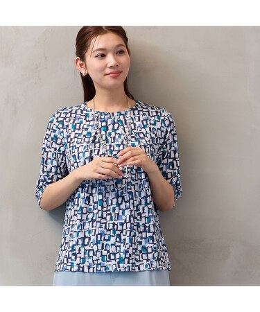 【洗える・日本製・セットアップ可能】幾何柄Tシャツ