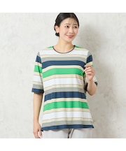 【洗える・日本製・綿100%】カラーボーダーTシャツ