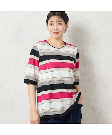 【洗える・日本製・綿100%】カラーボーダーTシャツ
