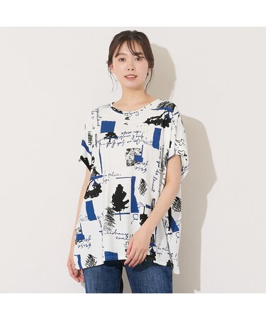 【手洗いOK・綿100％】パワーショルダープリントカットソー