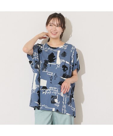 【手洗いOK・綿100％】パワーショルダープリントカットソー