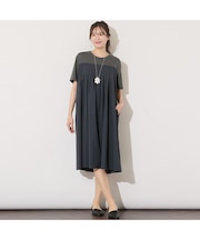 【手洗いOK】天竺/スパンローンドッキングタックワンピース