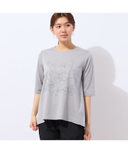 【洗える】花刺繍AラインTシャツ