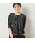 【洗える・日本製】モノトーンフラワーチュールTシャツ