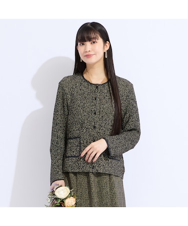 【セットアップ対応】ウォッシャブル幾何プリントプリーツジャケット