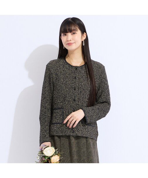 【セットアップ対応】ウォッシャブル幾何プリントプリーツジャケット