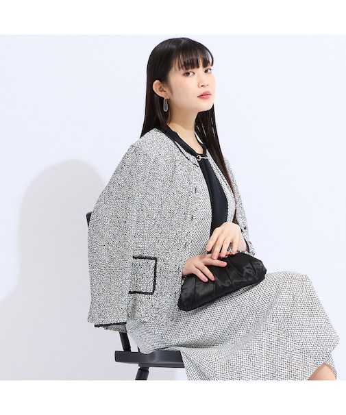 【セットアップ対応】ウォッシャブル幾何プリントプリーツジャケット