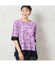 【一部店舗限定・洗える・日本製・綿100%】ロゴチェック柄コットンTシャツ