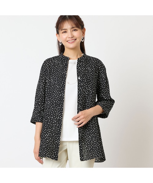 【洗える・綿100】ドット柄チュニックシャツ 洗える・綿100%】ドット柄チュニックシャツ｜ジュニアー