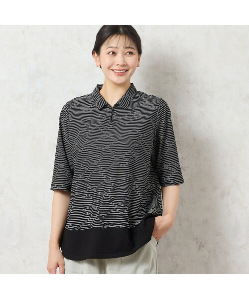 限定カラーあり・洗える・日本製】ボーダージャカードスキッパー