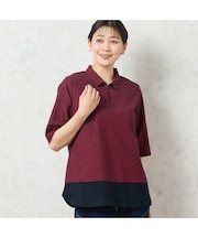 【限定カラーあり・洗える・日本製】ボーダージャカードスキッパーTシャツ