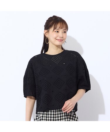 【洗える】綿レースプルオーバーブラウス