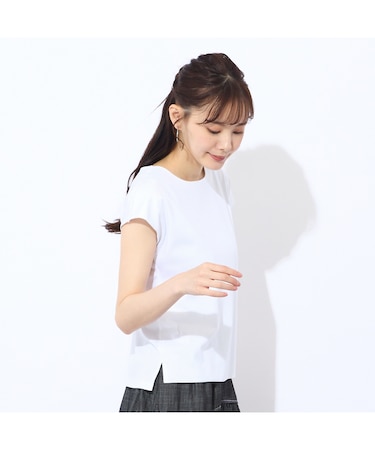 【洗える】前身二重仕立てフレンチスリーブＴシャツ