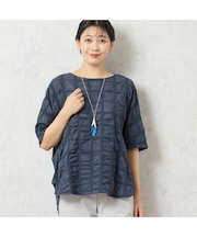 【洗える・日本製・綿100%】コットン塩縮加工ブラウス