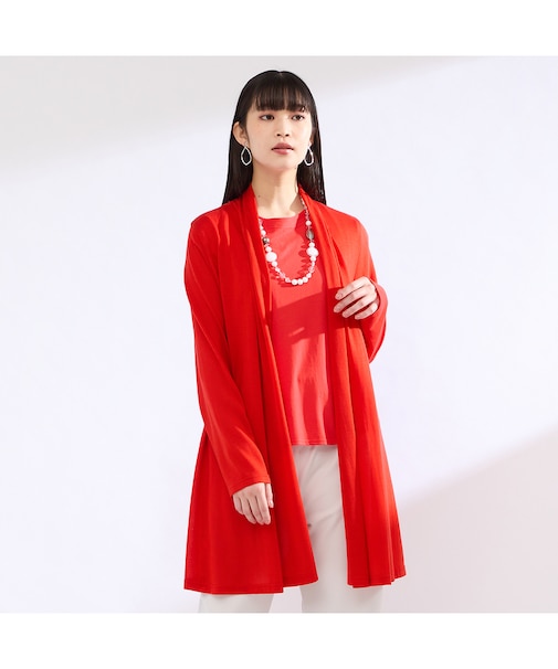 【M~4L】ウォッシャブル着流しシアーカーディガン