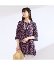 【M~4L】ウォッシャブルペイズリープリントTシャツ